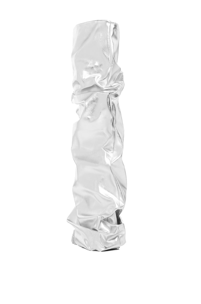Detail View Azalea Wang Moonglow Silver Over The Knee Boot