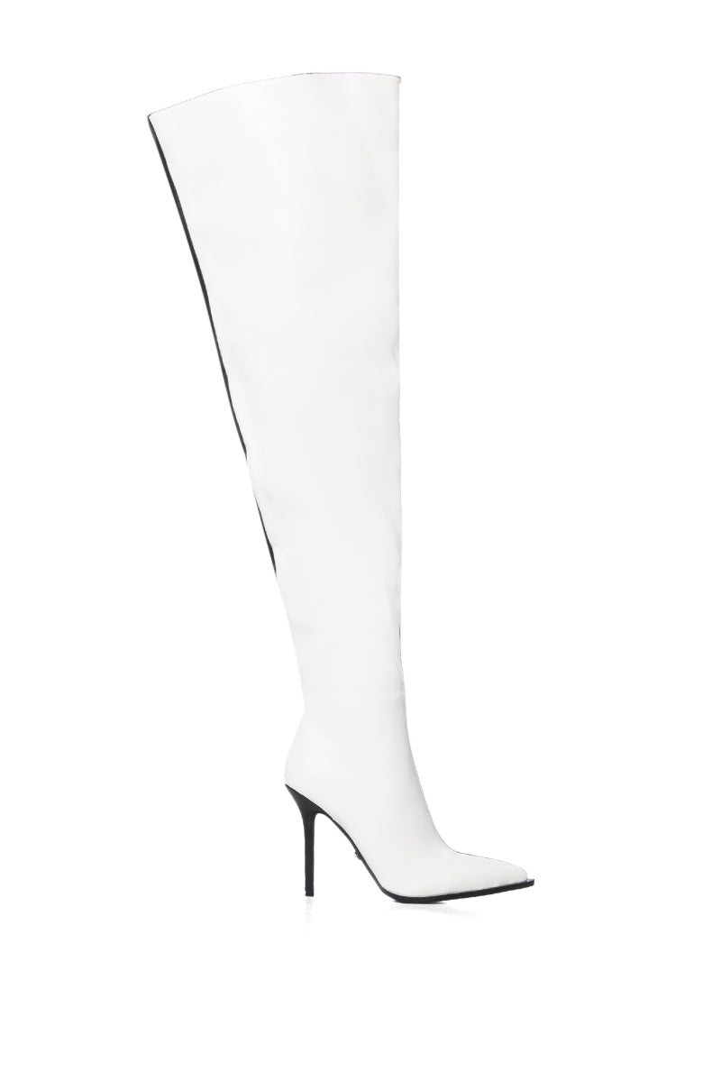 Side View Azalea Wang Neapolitan Two Toned Thigh High Boot
