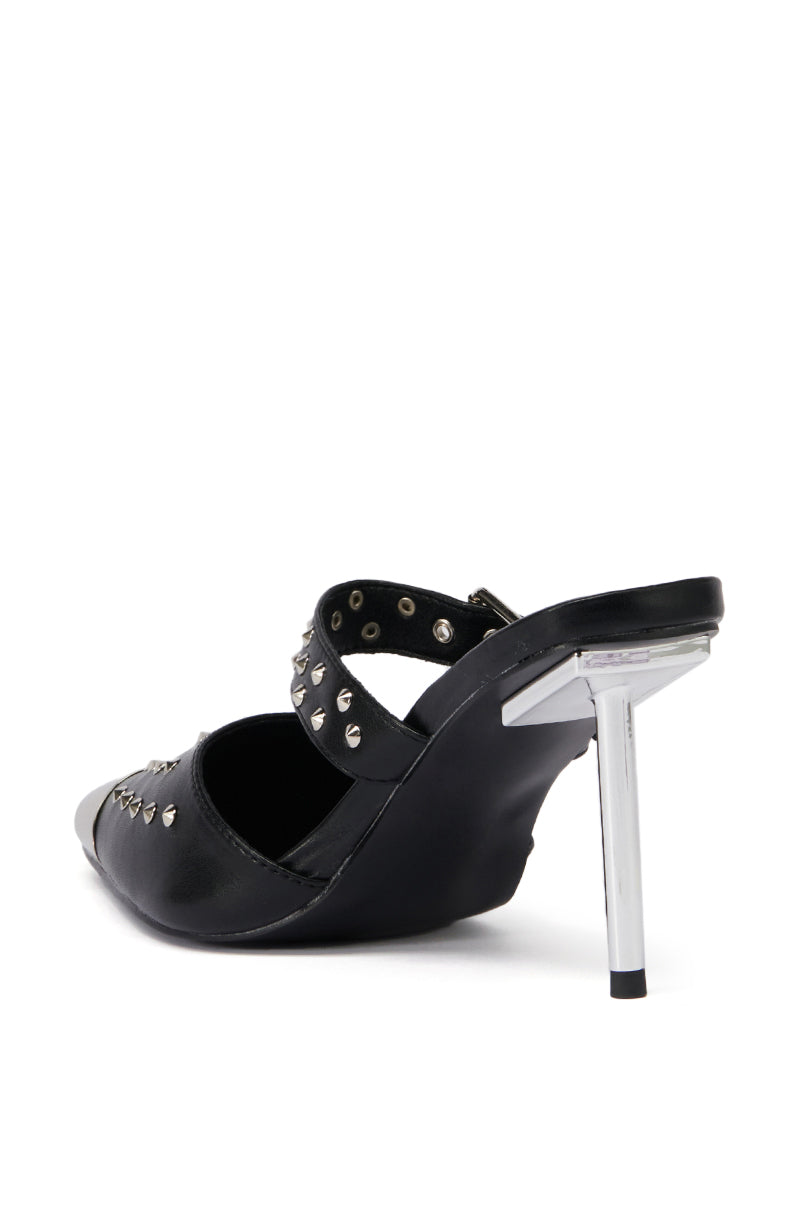 Detail View Azalea Wang Smyth Black Studded Pump