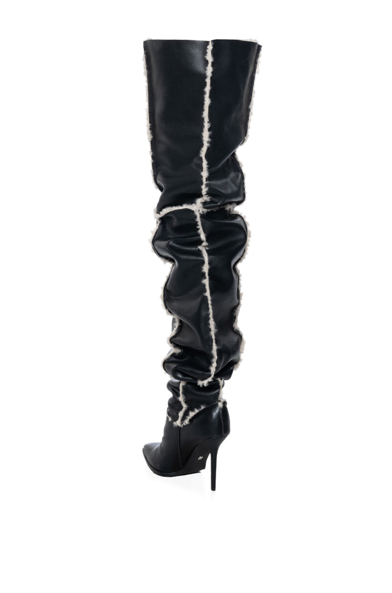 Full View Azalea Wang Sonnet Faux Fur Lined Thigh High Boot In Black