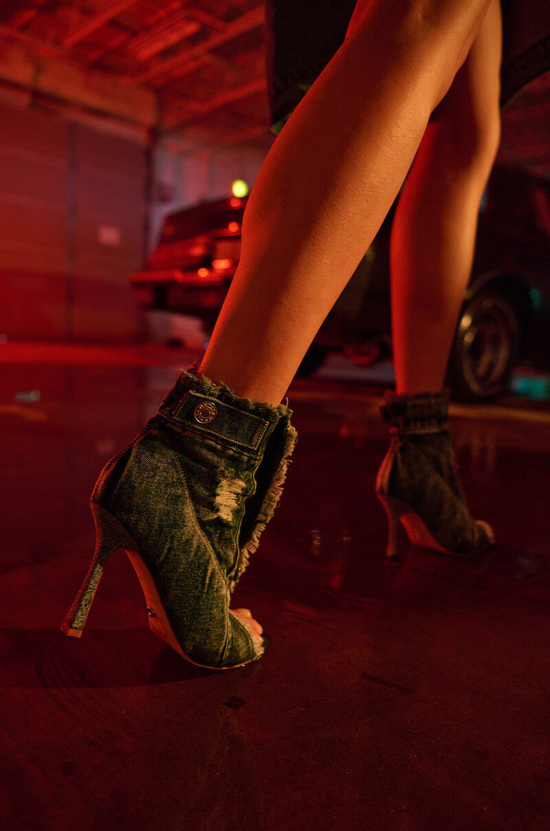 Extra View Azalea Wang Tandy Denim Peep Toe Bootie