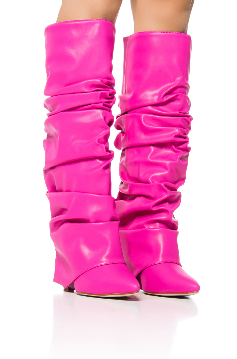 AZALEA WANG ZUMMA PINK RUCHED WEDGE BOOT view 0