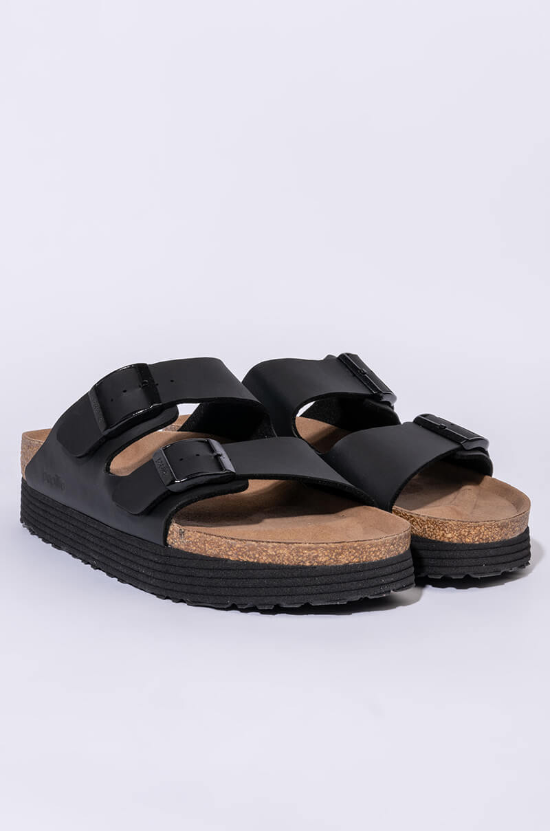 Detail View Birkenstock Arizona Platform Vegan Birko-flor Black Sandal