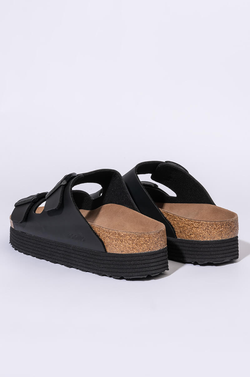 Full View Birkenstock Arizona Platform Vegan Birko-flor Black Sandal