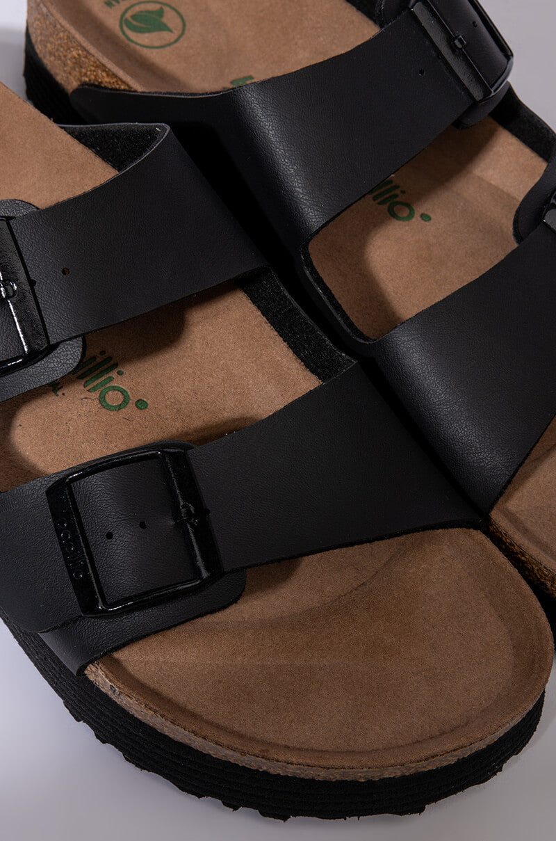 Extra View Birkenstock Arizona Platform Vegan Birko-flor Black Sandal