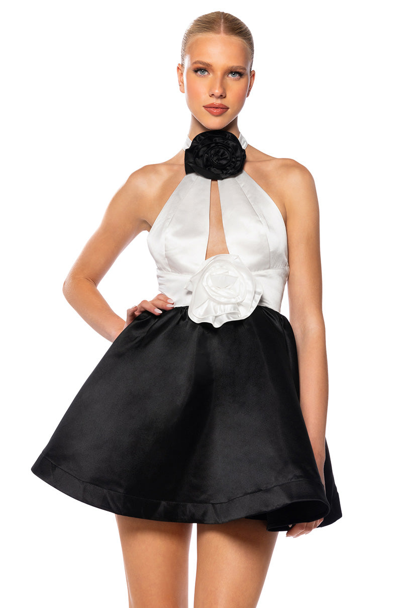 BLACK TIE LADY SLEEVELESS HALTER MINI DRESS AKIRA BLACK TIE LADY SLEEVELESS HALTER MINI DRESS AKIRA