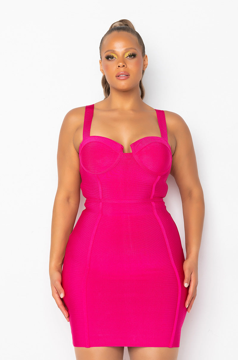 Side View California Girls Bandage Knit Bustier Tank Dress