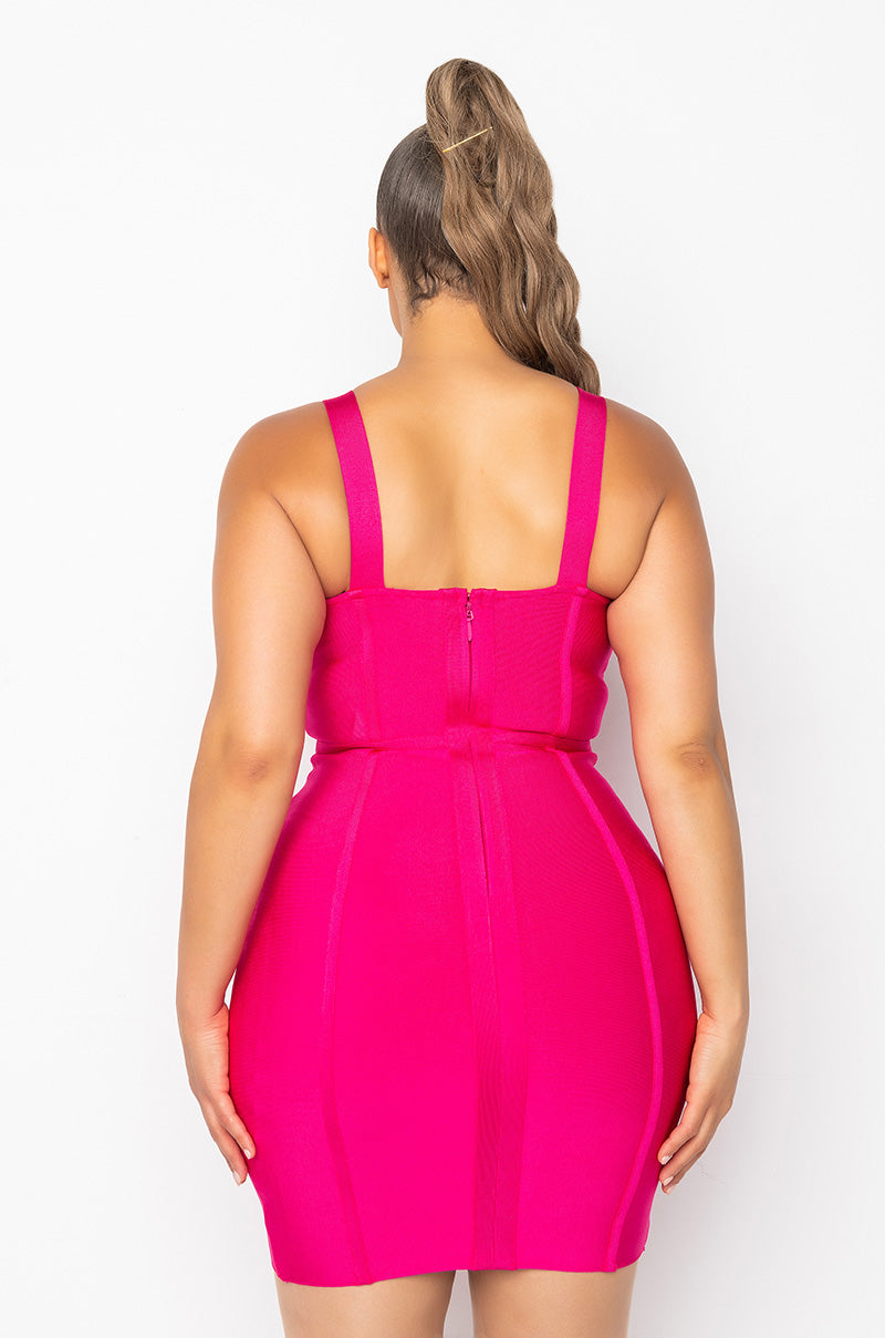 Detail View California Girls Bandage Knit Bustier Tank Dress