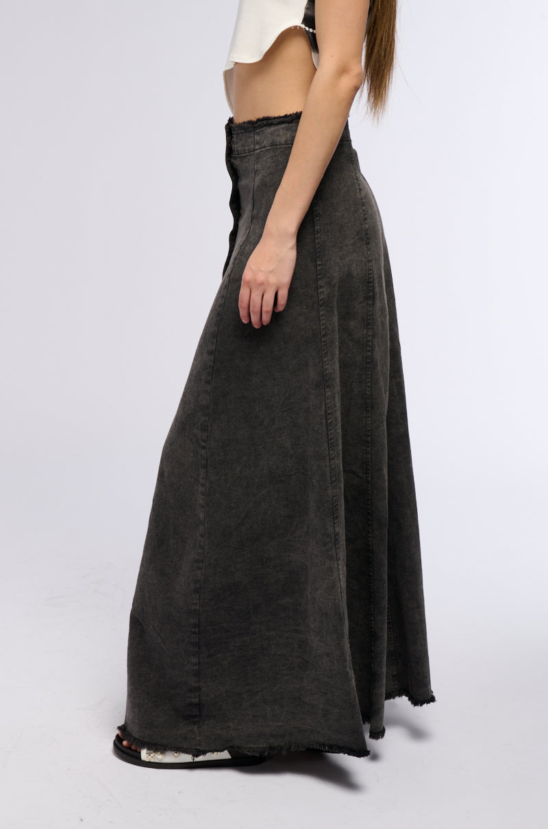 Side View Come To Me Denim Maxi Skirt