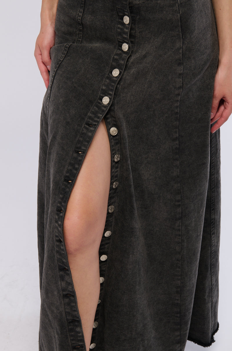 Extra View Come To Me Denim Maxi Skirt
