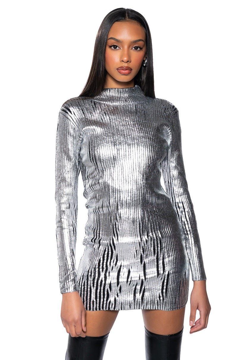 COOL GIRL METALLIC KNIT MINI DRESS AKIRA COOL GIRL METALLIC KNIT MINI DRESS AKIRA