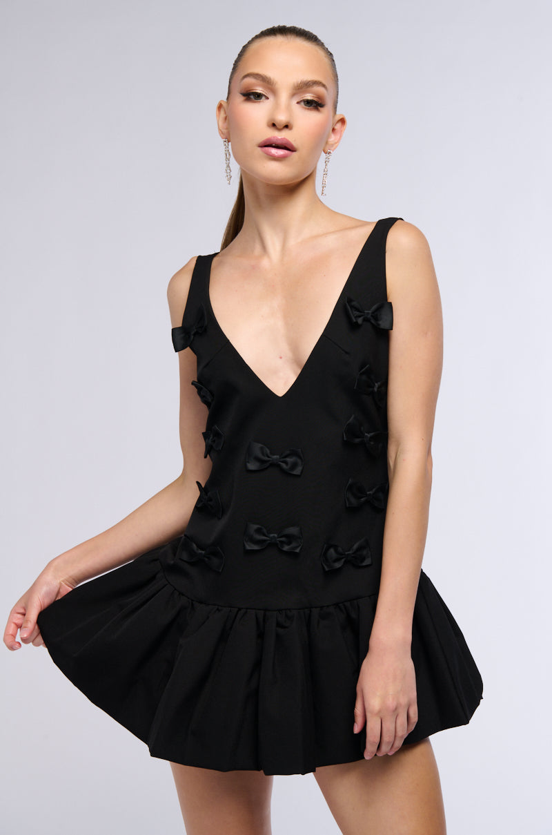 COQUETTE GIRL ALL OVER BOW MINI DRESS AKIRA COQUETTE GIRL ALL OVER BOW MINI DRESS AKIRA