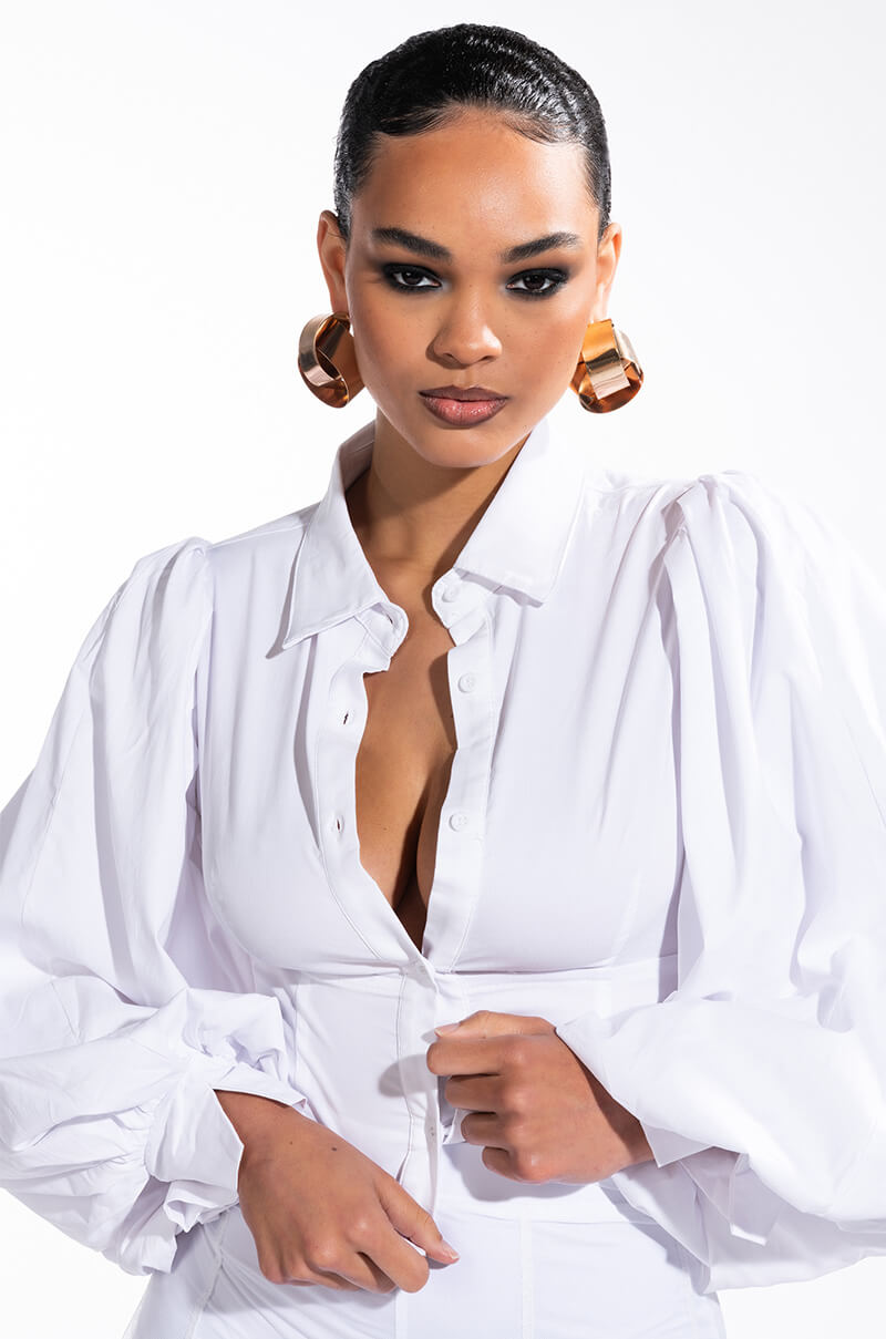 LILLIE BLOUSON SLEEVE BUTTON DOWN BLOUSE view 0