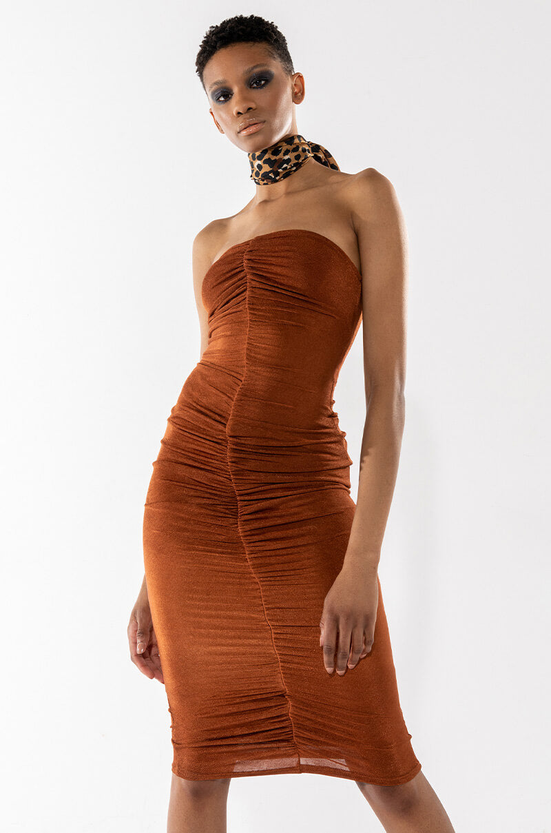 CURVE ALERT SLINKY MIDI TUBE DRESS AKIRA CURVE ALERT SLINKY MIDI TUBE DRESS AKIRA