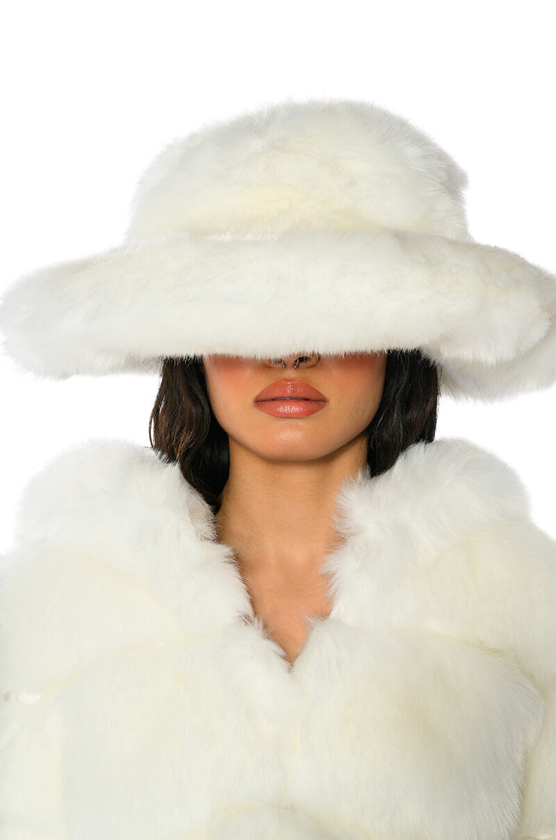 DIVINE FEMININE OVERSIZED FAUX FUR BUCKET HAT - Main Image
