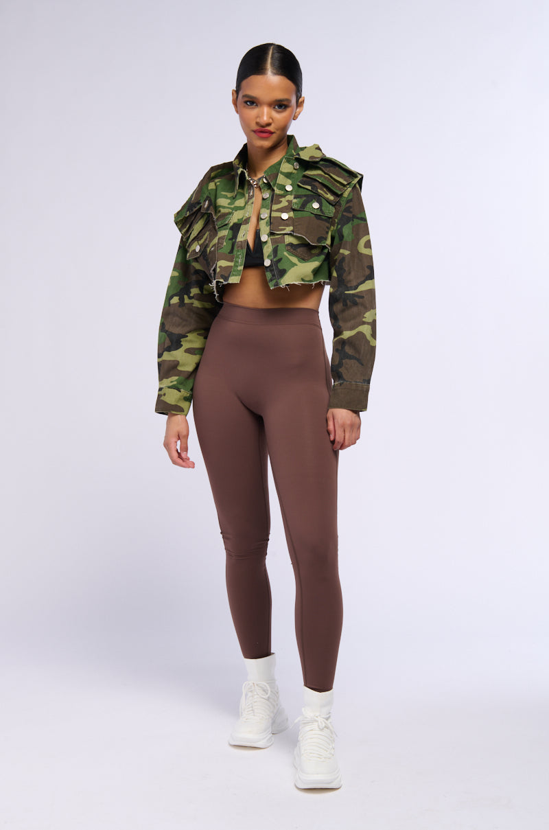 Extra View Double Trouble Crop Camo Denim Jacket