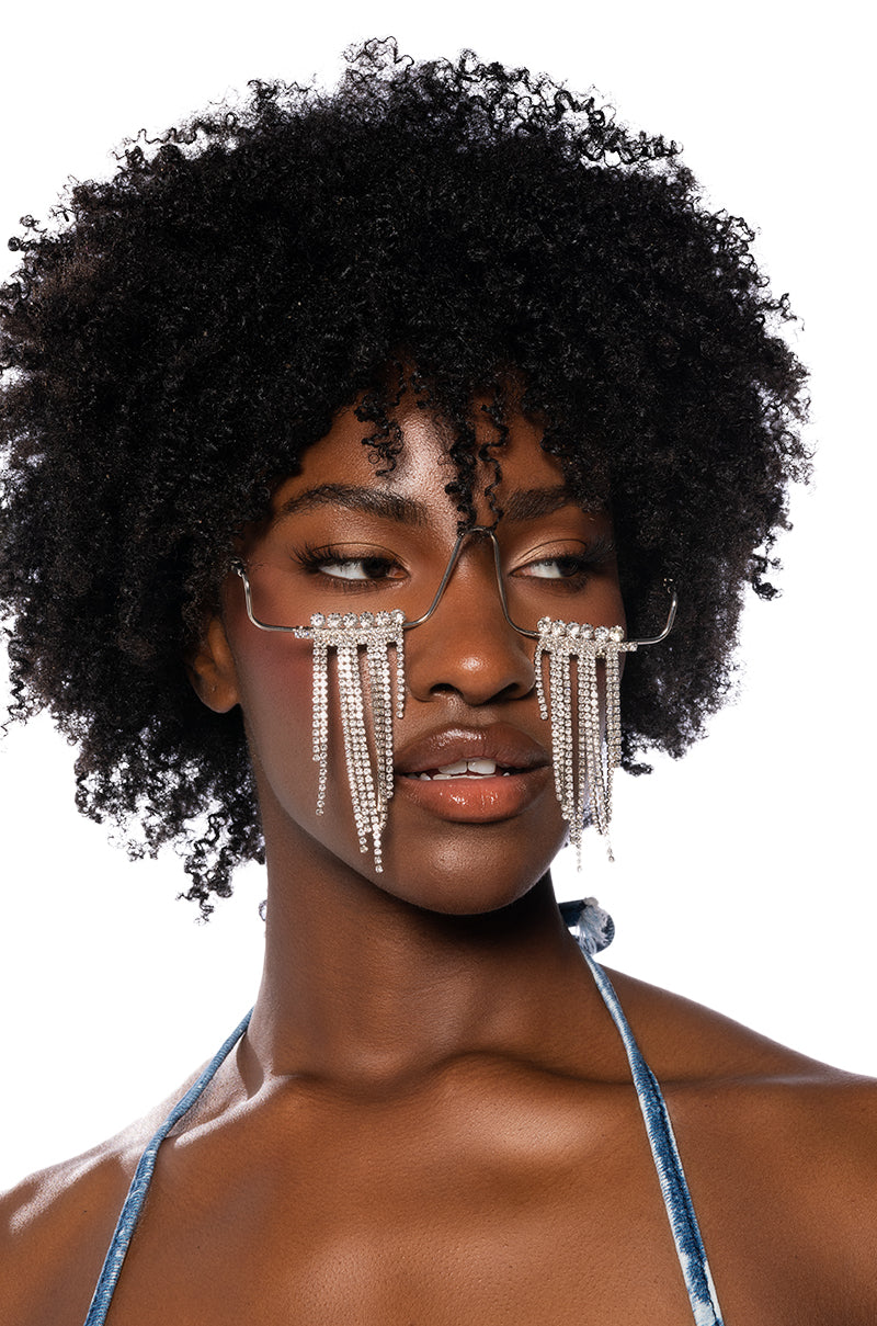 DRIP DROP EMBELLISHED EYEWEAR IN SILVER view 0