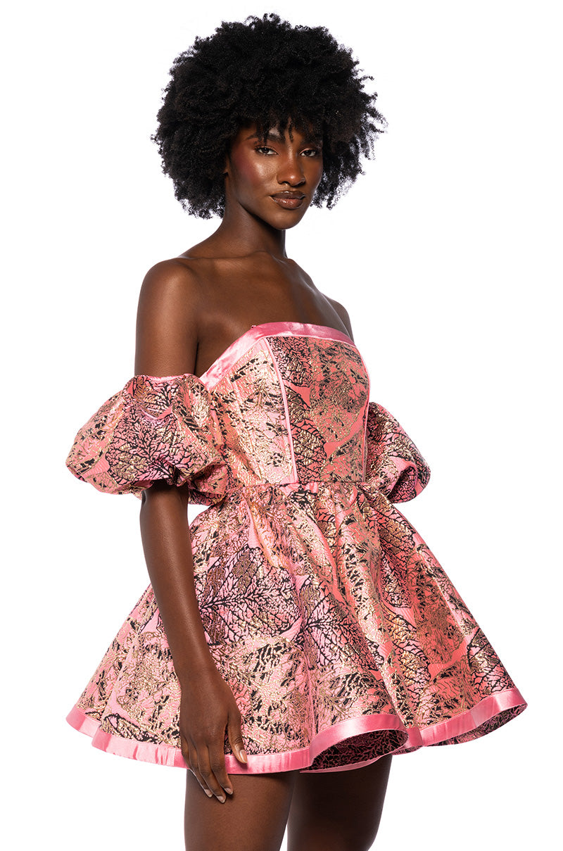 ELOISE OFF THE SHOULDER BROCADE DRESS AKIRA ELOISE OFF THE SHOULDER BROCADE DRESS AKIRA