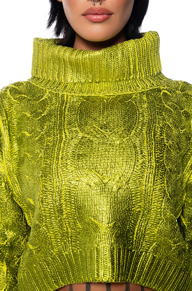 Full View Esme Green Metallic Sweater
