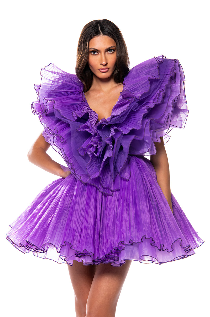 EVER AFTER RUFFLE SLEEVE PLEATED A LINE MINI DRESS AKIRA EVER AFTER RUFFLE SLEEVE PLEATED A LINE MINI DRESS AKIRA