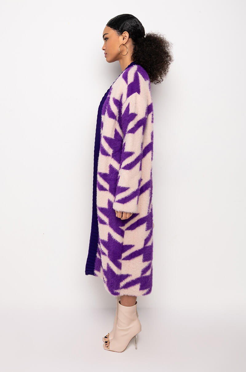 Detail View First Place Oversized Houndstooth Cardigan