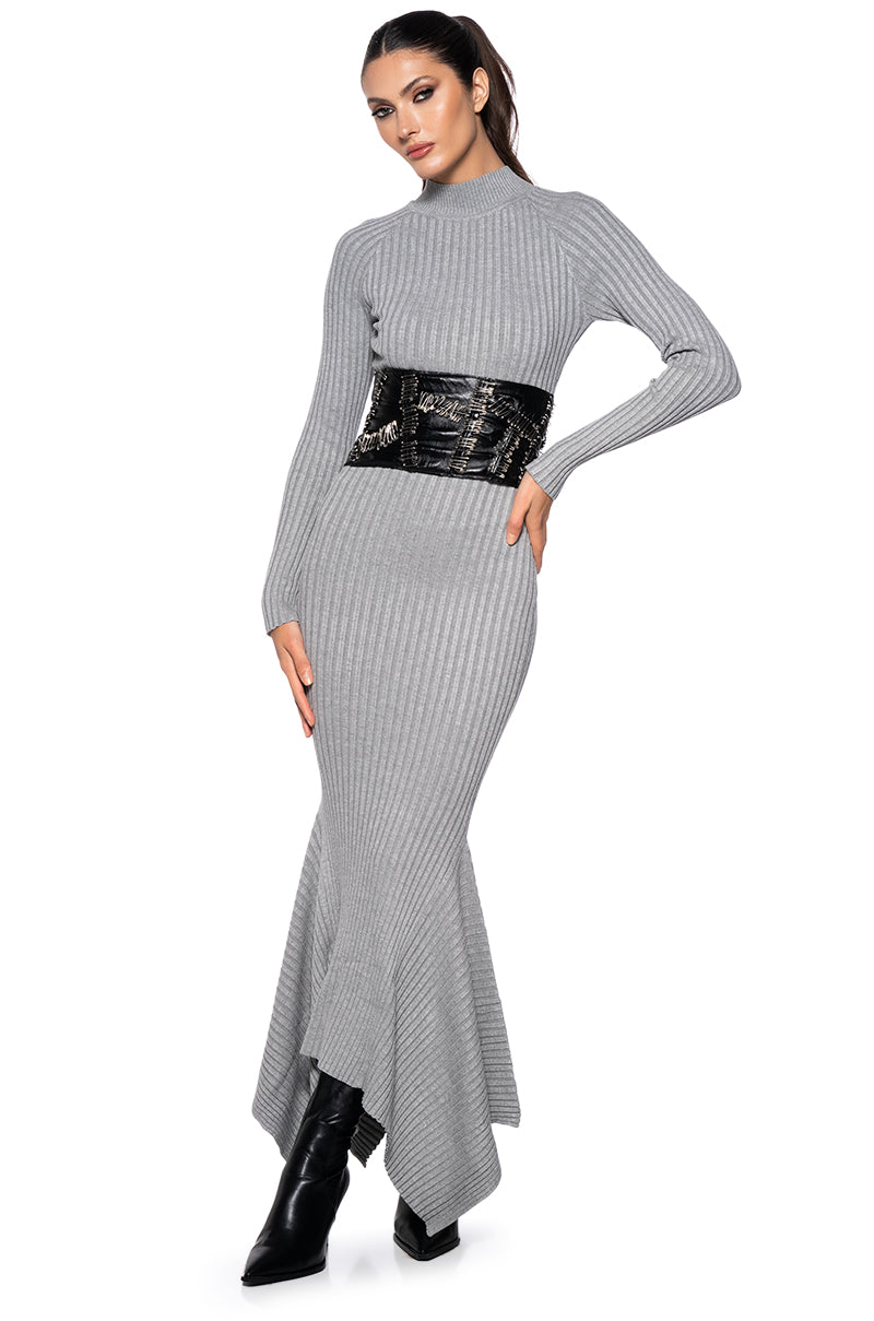 FORGET ME NOT LONG SLEEVE MOCK NECK MAXI DRESS IN HEATHER GREY AKIRA FORGET ME NOT LONG SLEEVE MOCK NECK MAXI DRESS IN HEATHER GREY AKIRA