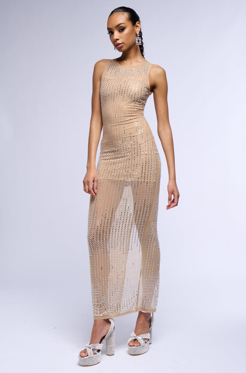 GLITZ AND GLAM RHINESTONE MESH MAXI DRESS AKIRA GLITZ AND GLAM RHINESTONE MESH MAXI DRESS AKIRA