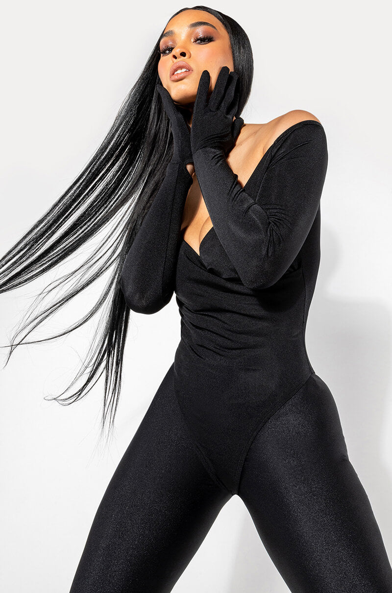 KIM V NECK GLOVED LONG SLEEVE BODYSUIT AKIRA KIM V NECK GLOVED LONG SLEEVE BODYSUIT AKIRA