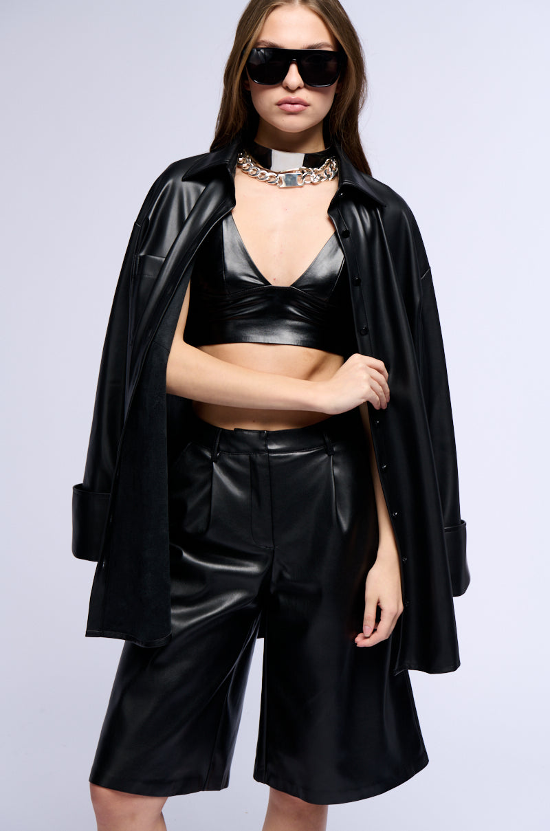 Detail View Heart On My Sleeve Pu Shirt Dress