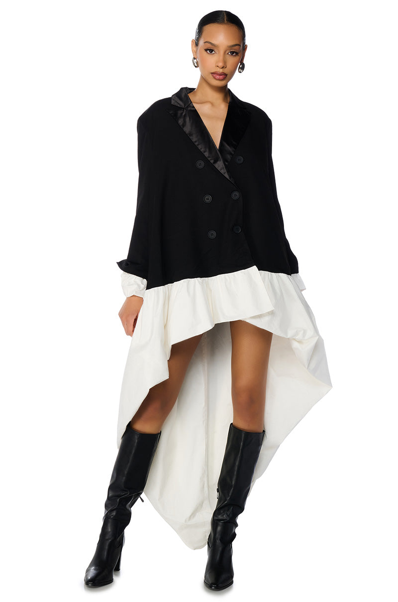 HERE FOR IT HIGH LOW OVERSIZED BLAZER DRESS AKIRA HERE FOR IT HIGH LOW OVERSIZED BLAZER DRESS AKIRA