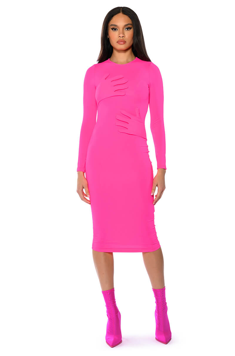 HOLD ON BODYCON LONG SLEEVE MIDI DRESS AKIRA HOLD ON BODYCON LONG SLEEVE MIDI DRESS AKIRA
