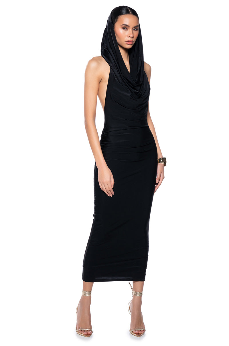 HOODED BEAUTY MIDI DRESS AKIRA HOODED BEAUTY MIDI DRESS AKIRA