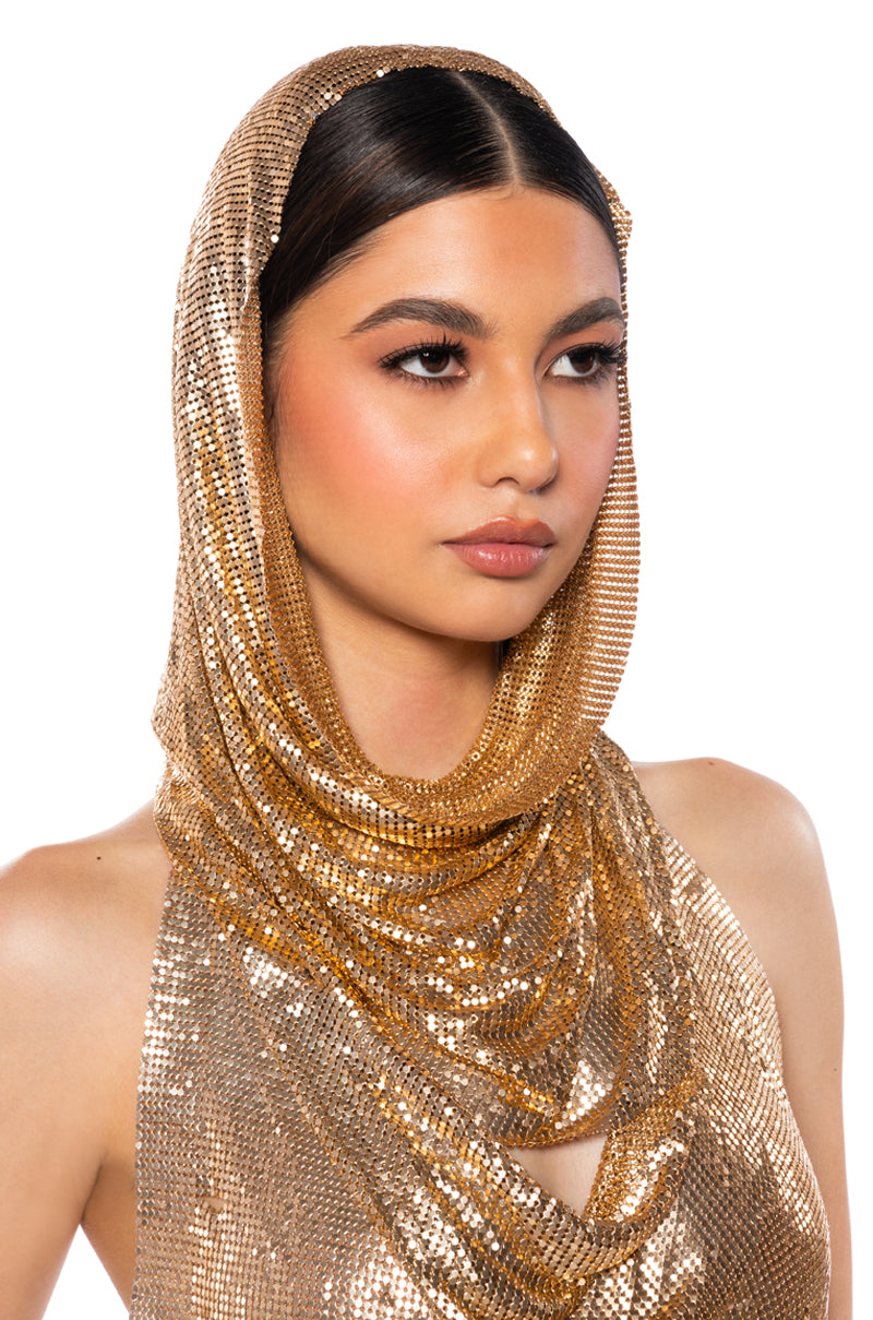 Extra View In My Mind High Shine Hooded Chainmail Top