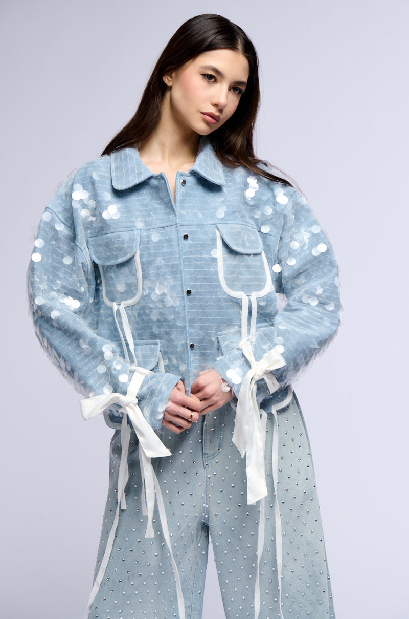 sequin dress denim jacket Sequin dress with sneakers
