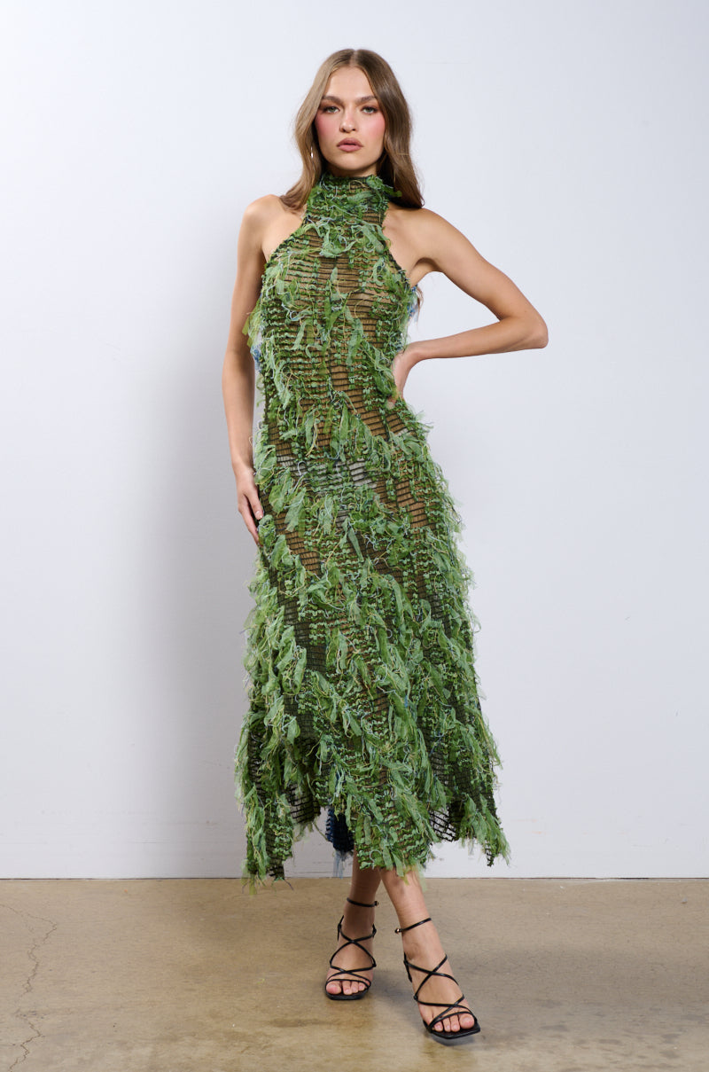IT FACTOR MESH MAXI DRESS IN GREEN AKIRA IT FACTOR MESH MAXI DRESS IN GREEN AKIRA