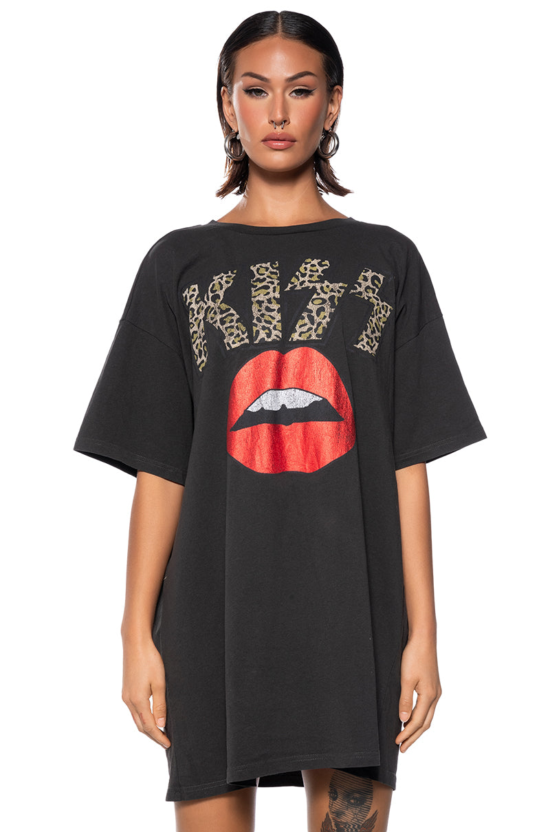 KISS OVERSIZED LONG SLEEVE SHIRT DRESS view 0