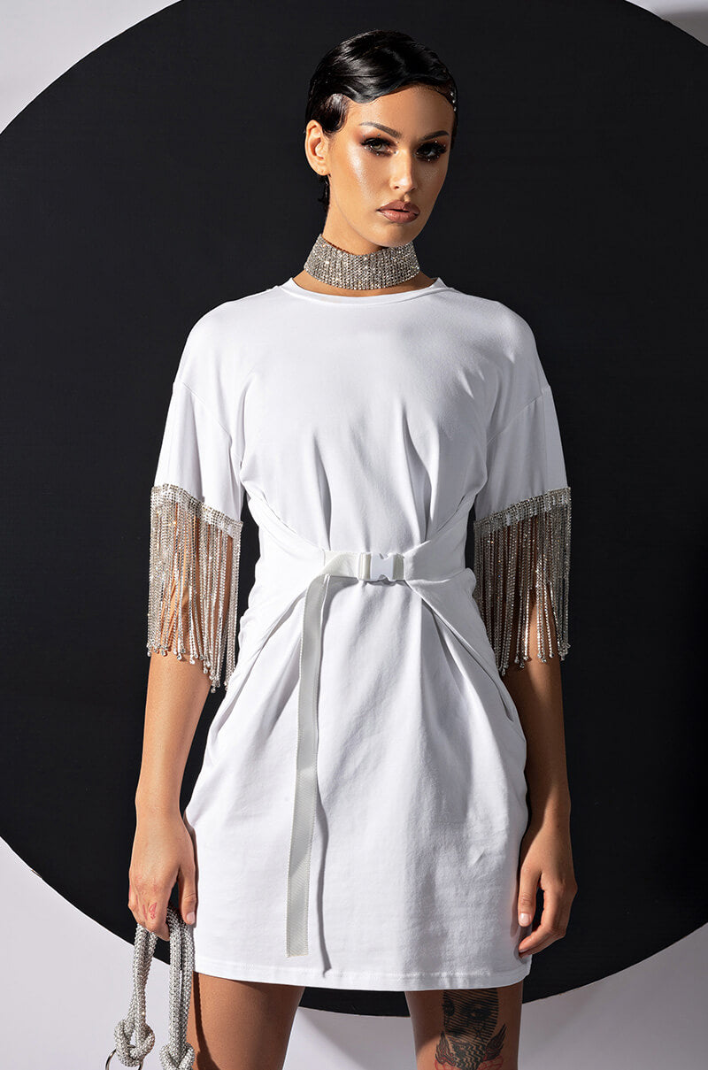 KISS THE RING FRINGE T-SHIRT DRESS – AKIRA KISS THE RING FRINGE T-SHIRT DRESS – AKIRA