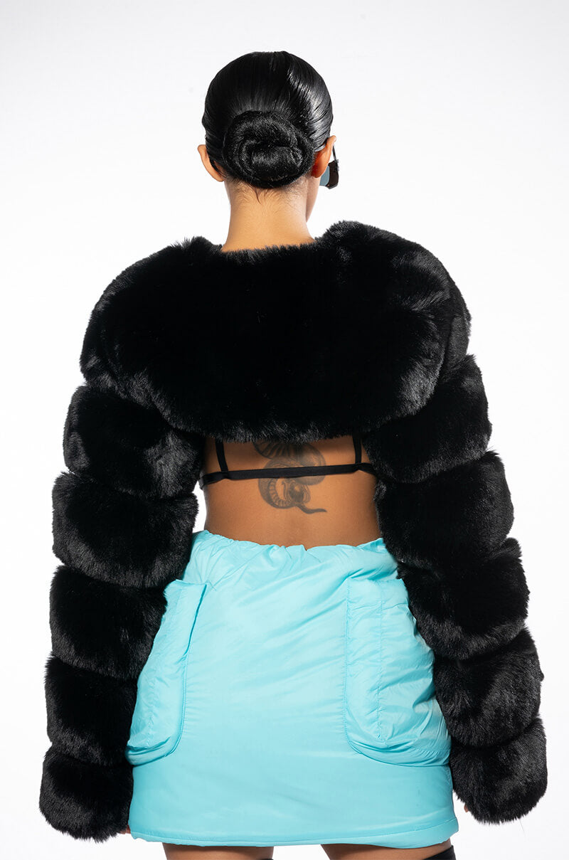 Extra View Ladies Night Ultra Crop Faux Fur Jacket