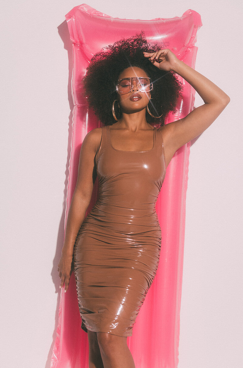LEAVE IT AT THAT VINYL MIDI DRESS AKIRA LEAVE IT AT THAT VINYL MIDI DRESS AKIRA