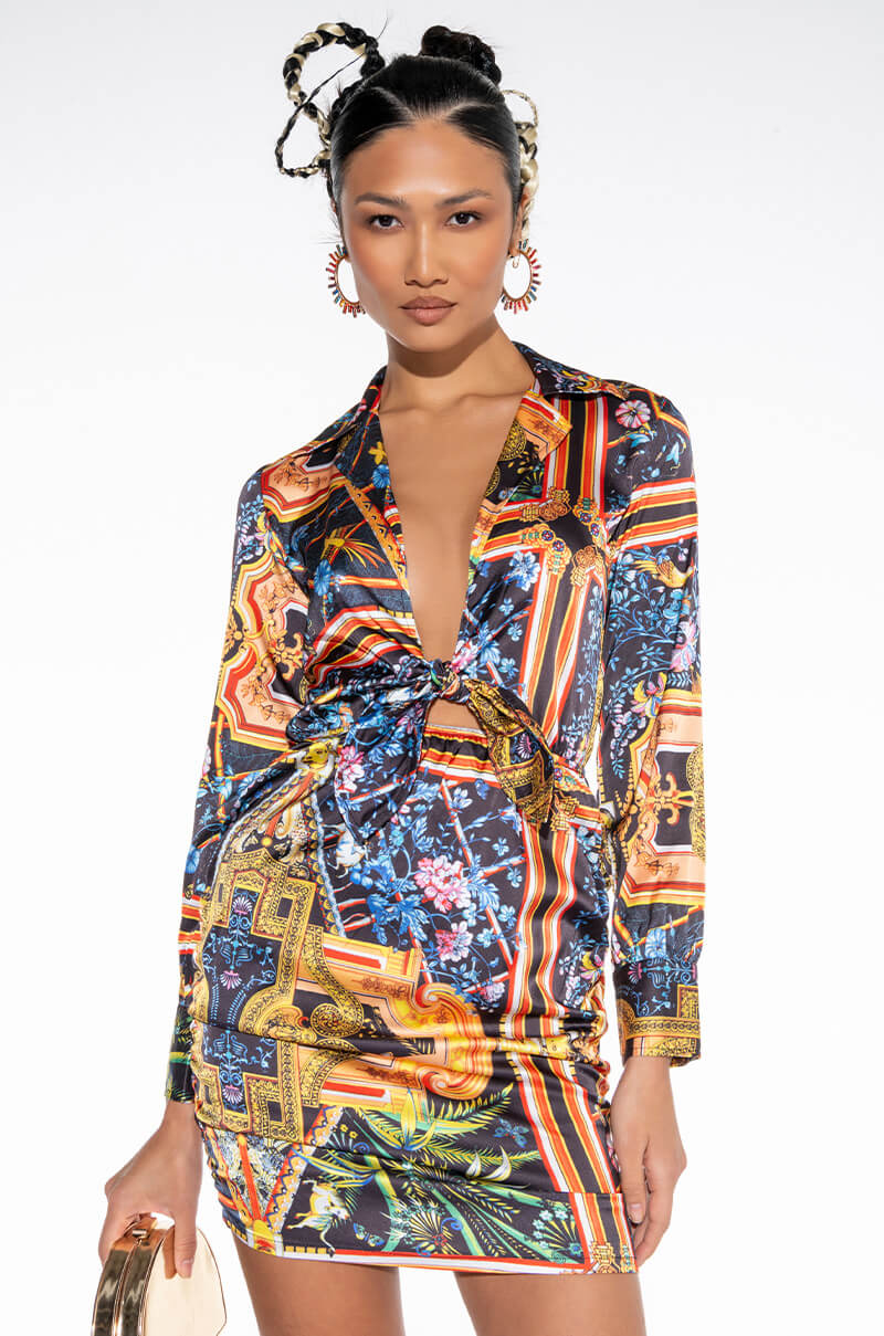 satin scarf print dress CLASSIQUE Satin Strappy Maxi Dress One Size Blue Green Scarf Print