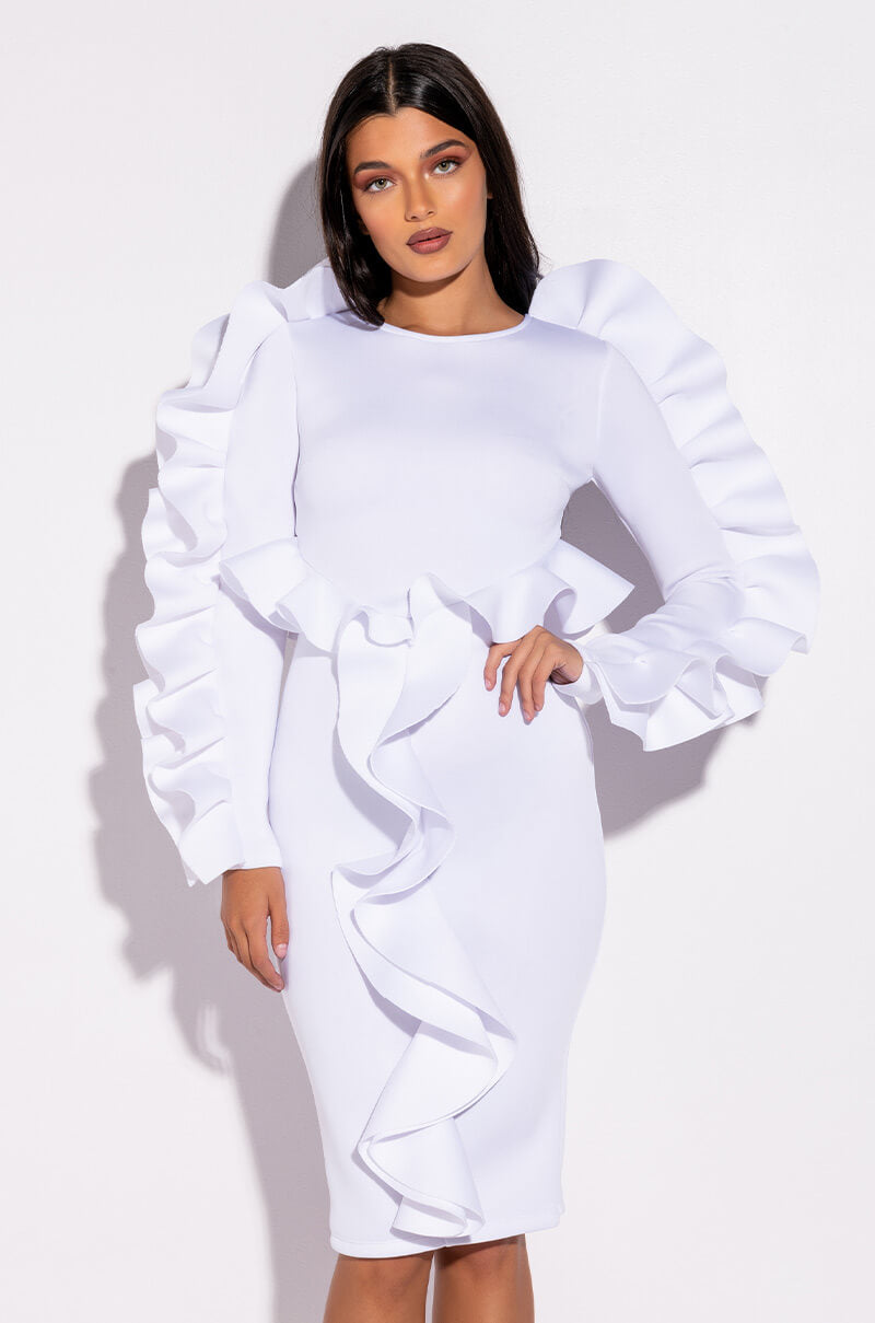 LOOK MY WAY SCUBA MIDI DRESS AKIRA LOOK MY WAY SCUBA MIDI DRESS AKIRA