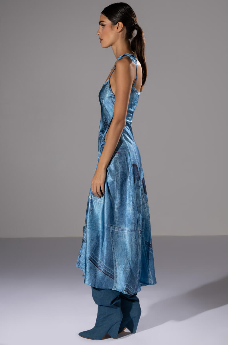 Extra View Made You Look Printed Midi Dress And Cutout Blazer Set