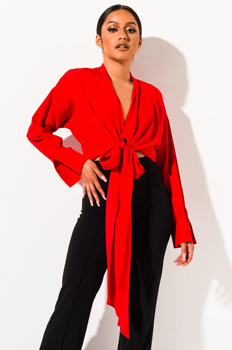 red dress blouse Out For The Day Red Satin Blouse Shop the Mint