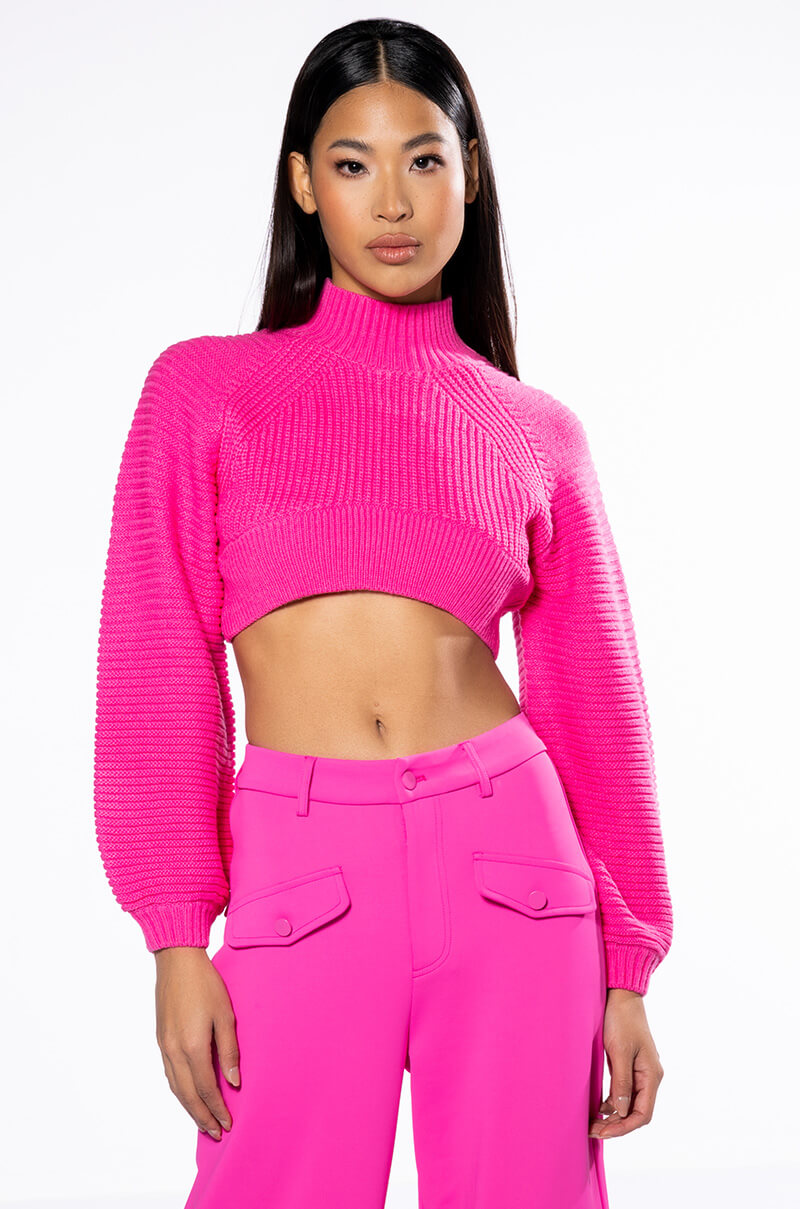 Detail View Miriam Balloon Sleeve Crop Sweater