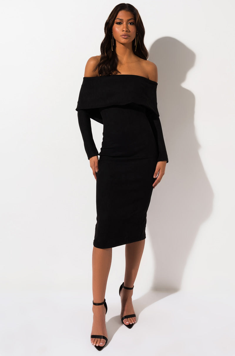 SEXY FAUX SUEDE DRESSY MIDI BLACK SEXY FAUX SUEDE DRESSY MIDI BLACK