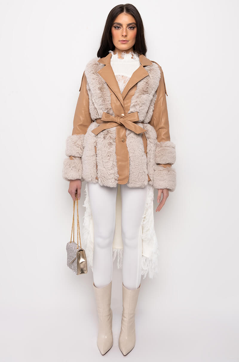 Extra View Natty Vice Faux Fur Moto Jacket