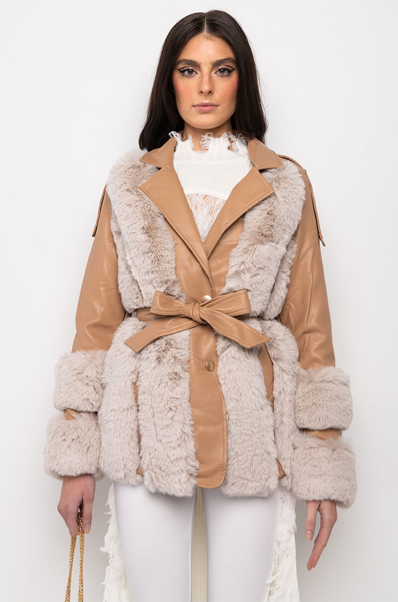 Extra View Natty Vice Faux Fur Moto Jacket