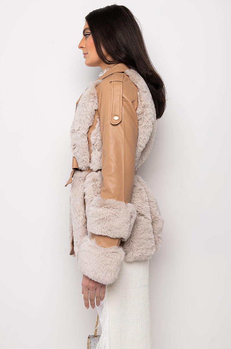 Extra View Natty Vice Faux Fur Moto Jacket