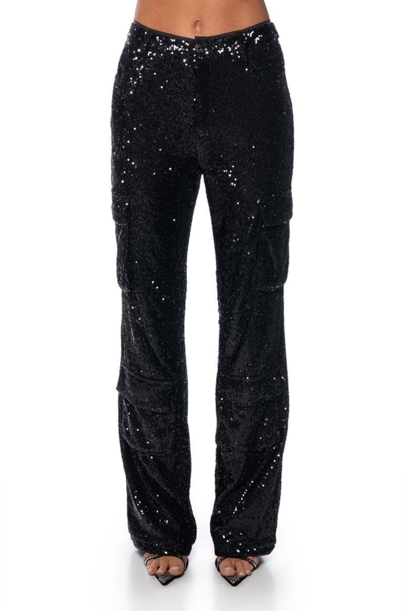 Back View Night Of Nights Sequin Cargo Pant