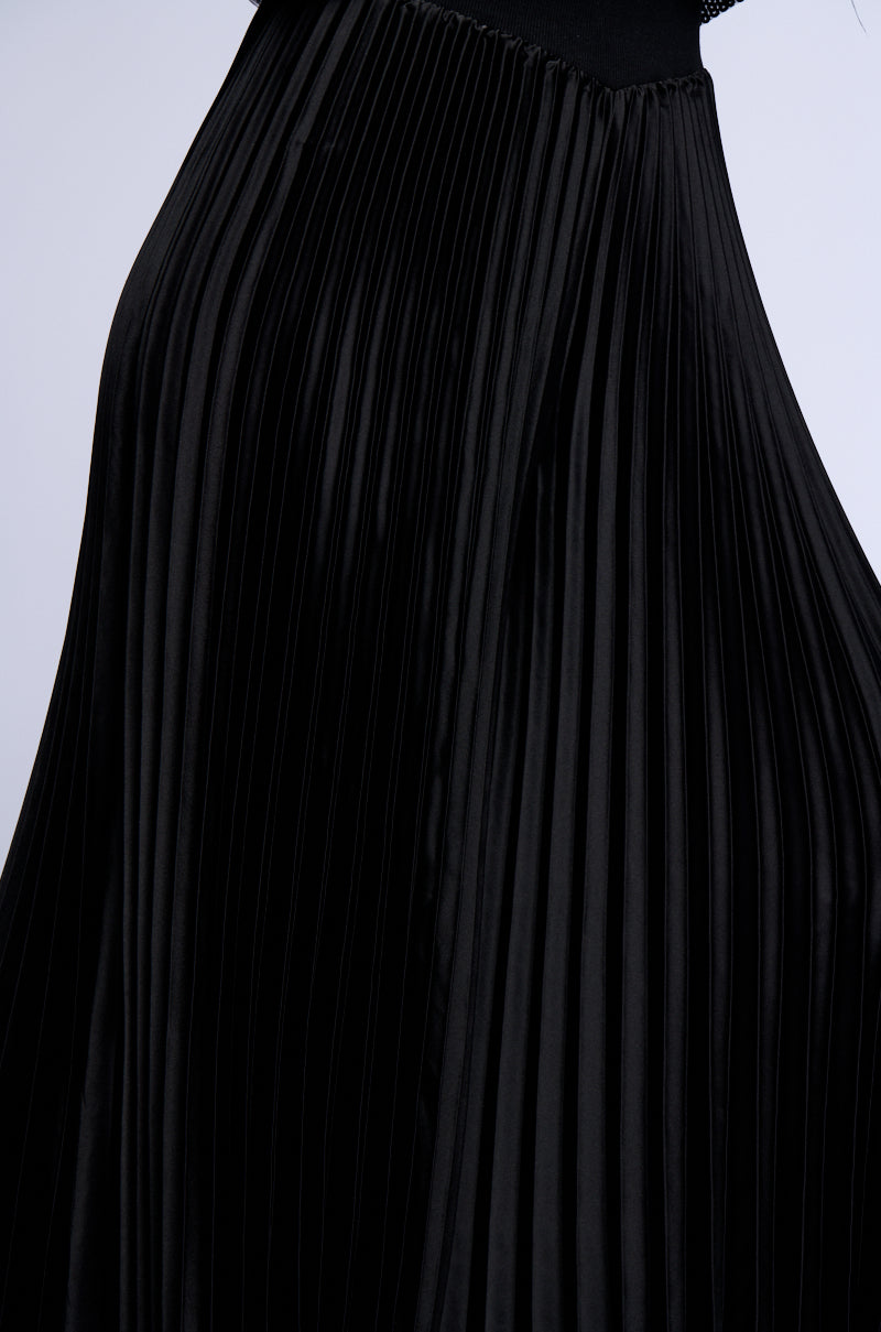 Detail View Not Your Average Pleated Satin Palazzo Pant